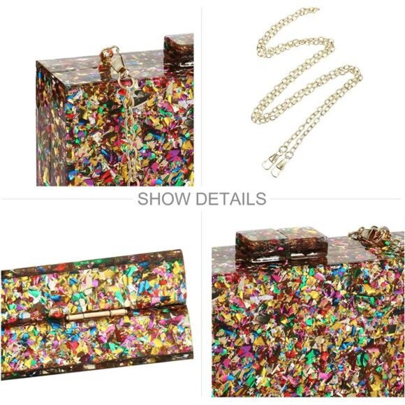 Acrylic Purses and Handbags for Women Multicolor Perspex Geometric Patterns - Picture 4 of 7